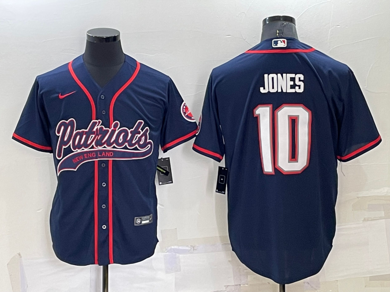 Men's New England Patriots Mac Jones #10 Navy Jersey Joint Edition